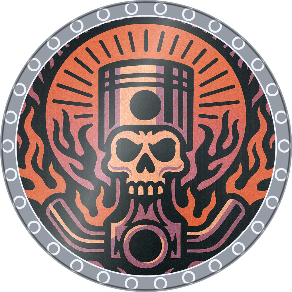 POG #254, Piston Skull, a Foil pog from the Speed series