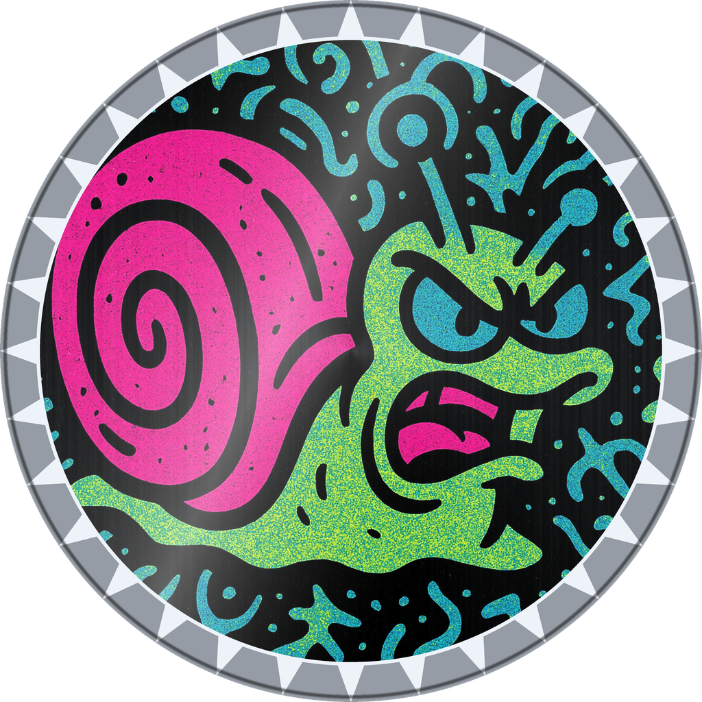 POG #258, Slacker Snail, a Foil pog from the Critter series