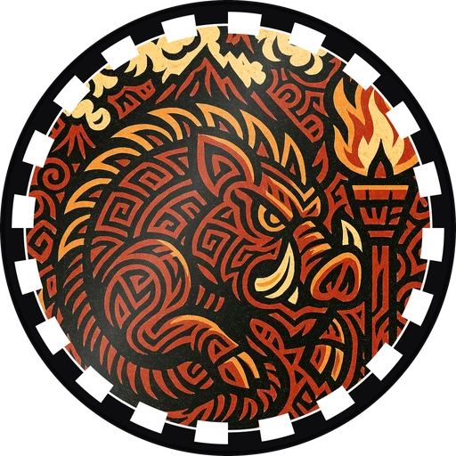 POG #262, Basalt Boar, a Gloss pog from the Tiki series