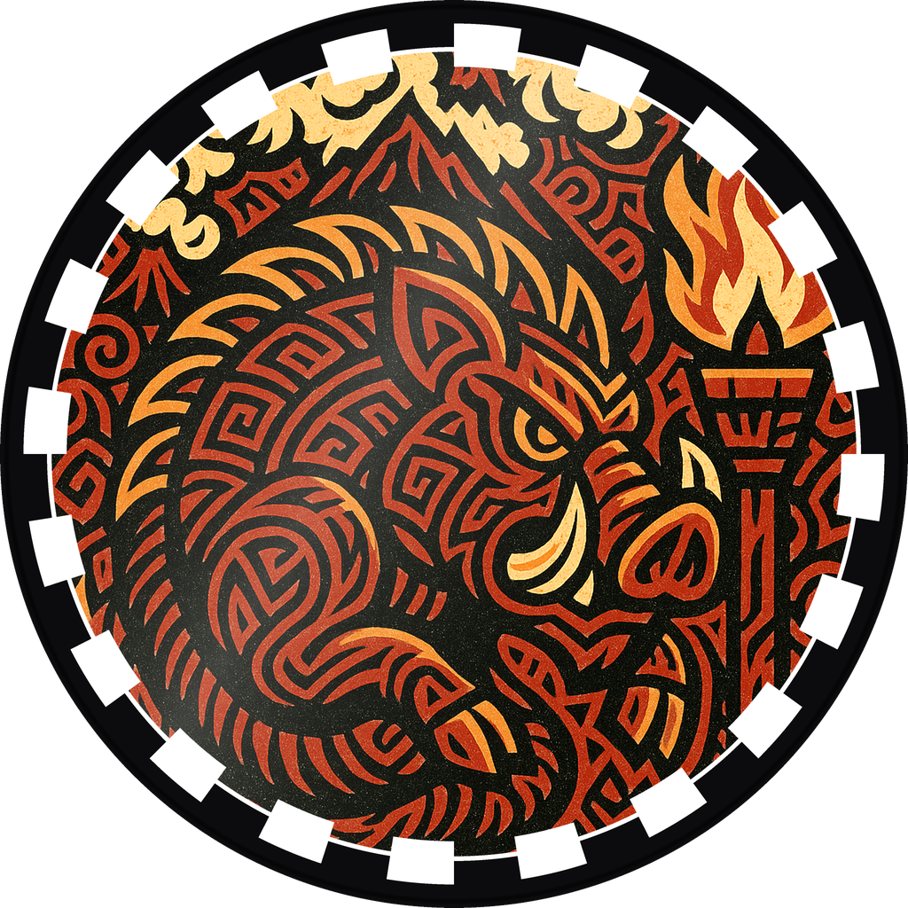 POG #262, Basalt Boar, a Gloss pog from the Tiki series