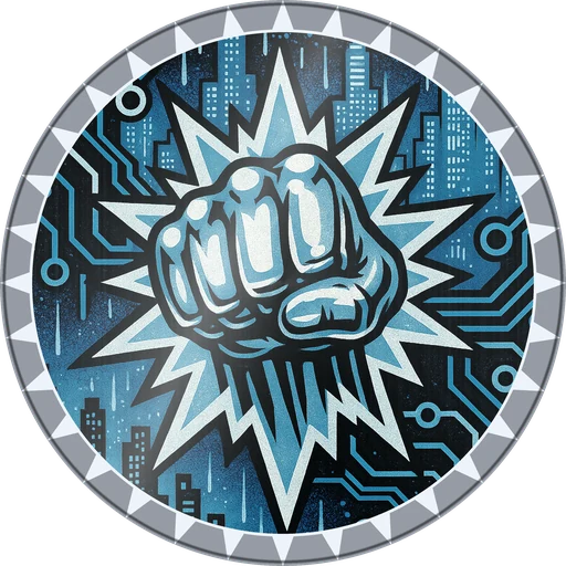 POG #273, Firewall Fist, a Foil pog from the Cyber series