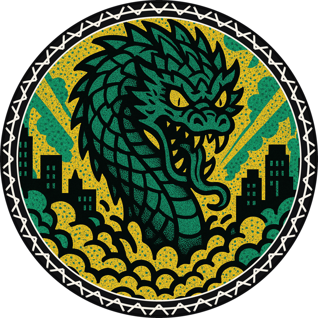 POG #275, Neon Wyrm, a Matte pog from the Kaiju series