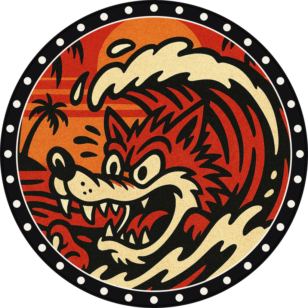 POG #277, Wipeout Wolf, a Matte pog from the Surf series