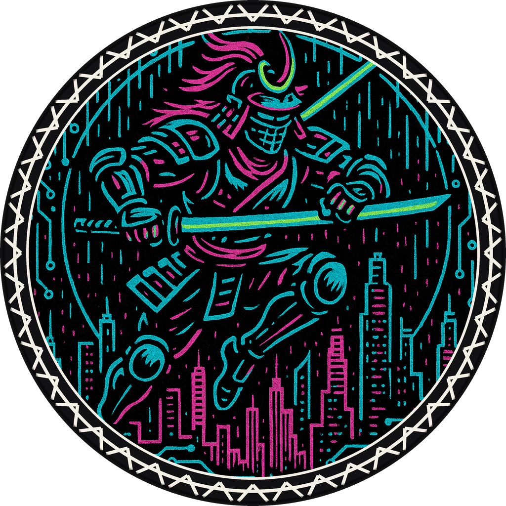POG #279, Neon Ronin, a Matte pog from the Cyber series