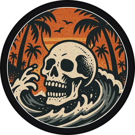 POG #282, Palm Skull, a Matte pog from the Surf series
