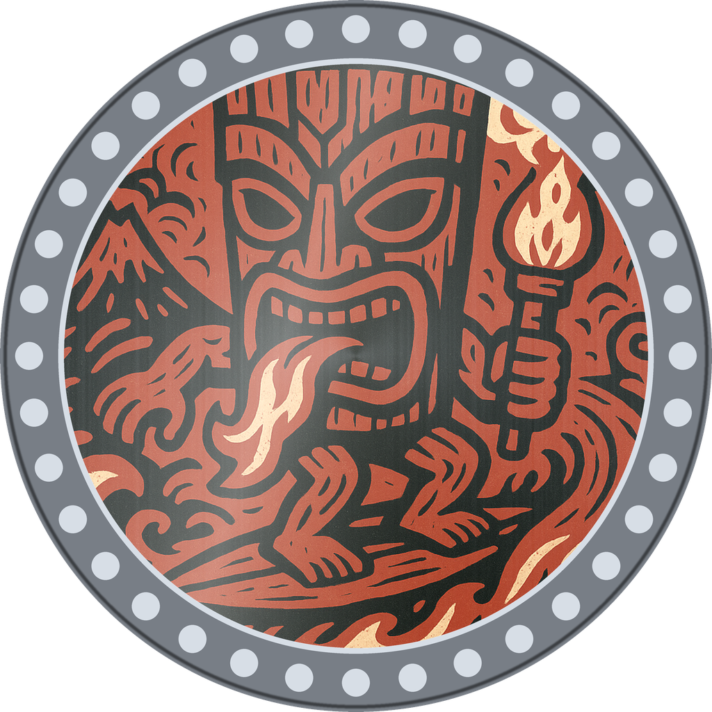 POG #286, Torch Tongue, a Slammer pog from the Tiki series