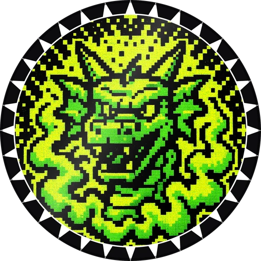 POG #290, Blocky Dragon, a Gloss pog from the Arcade series
