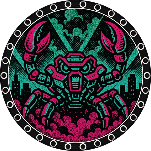 POG #300, Mech Crab, a Matte pog from the Kaiju series