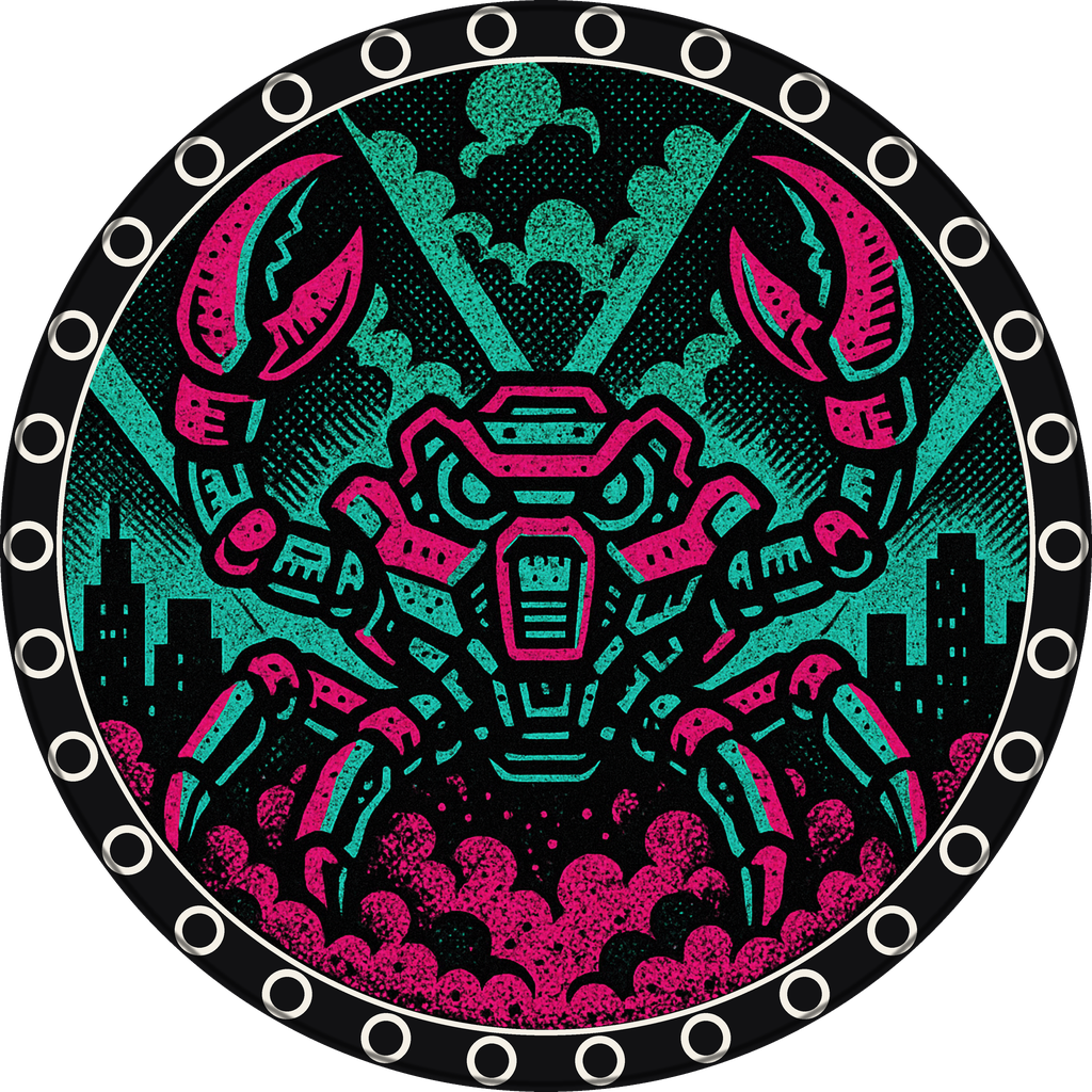 POG #300, Mech Crab, a Matte pog from the Kaiju series