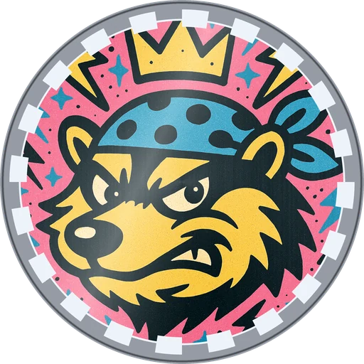 POG #307, Bandana Badger, a Foil pog from the Critter series