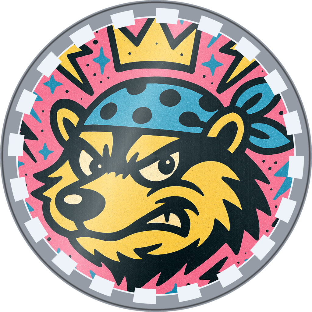 POG #307, Bandana Badger, a Foil pog from the Critter series