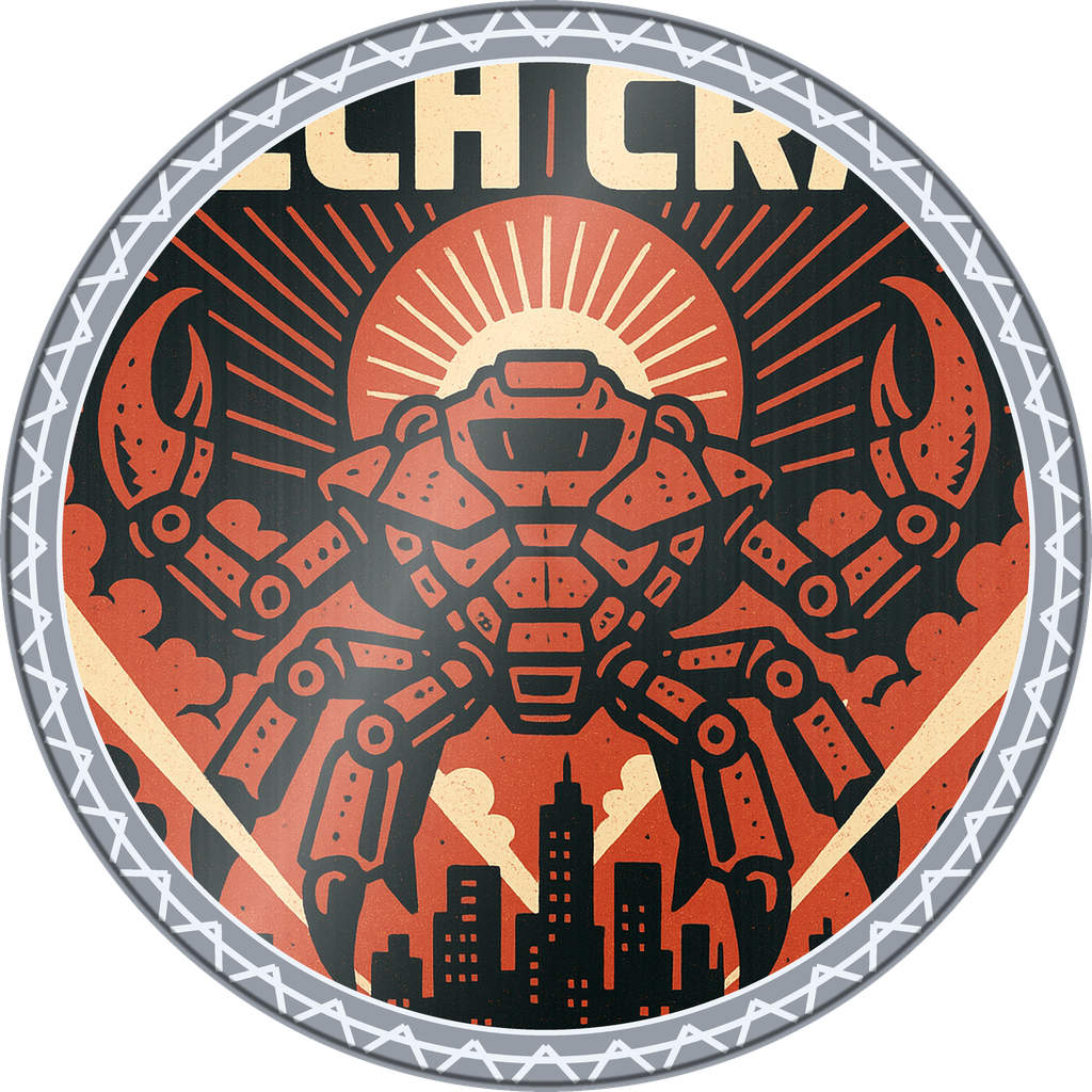 POG #308, Mech Crab, a Foil pog from the Kaiju series