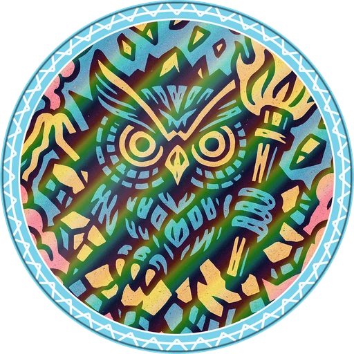 POG #334, Obsidian Owl, a Holographic pog from the Tiki series