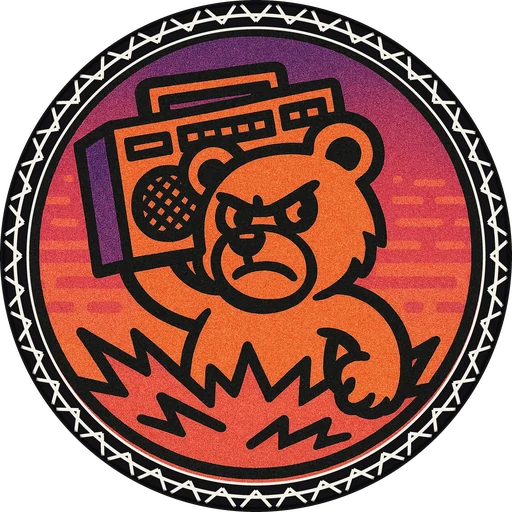 POG #347, Boombox Bear, a Matte pog from the Critter series