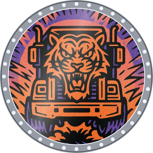 POG #348, Truck Tiger, a Foil pog from the Skate series