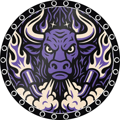 POG #350, Burnout Bull, a Gloss pog from the Speed series
