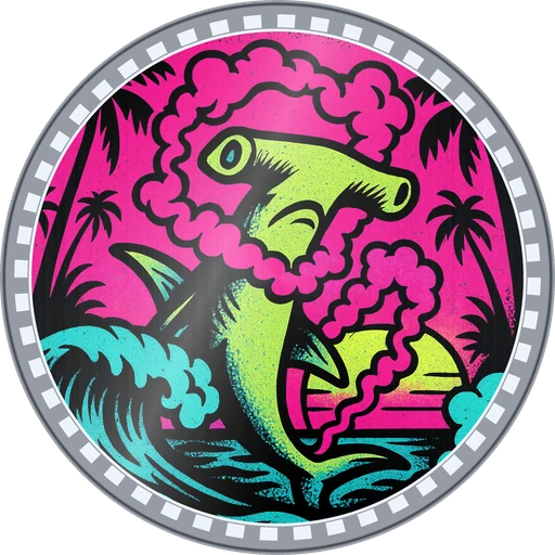 POG #351, Hammerhead Horn, a Foil pog from the Surf series