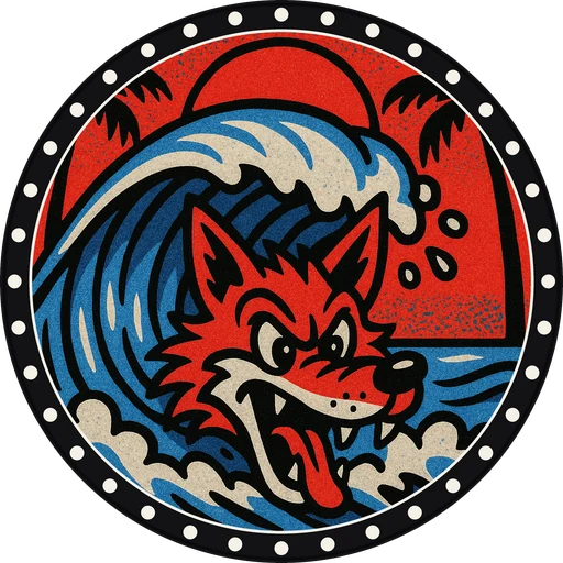 POG #357, Wipeout Wolf, a Matte pog from the Surf series