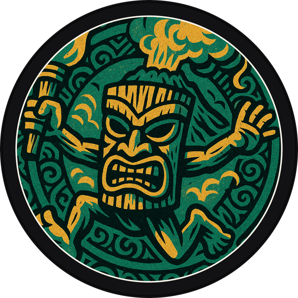 POG #358, Volcano Mask, a Matte pog from the Tiki series