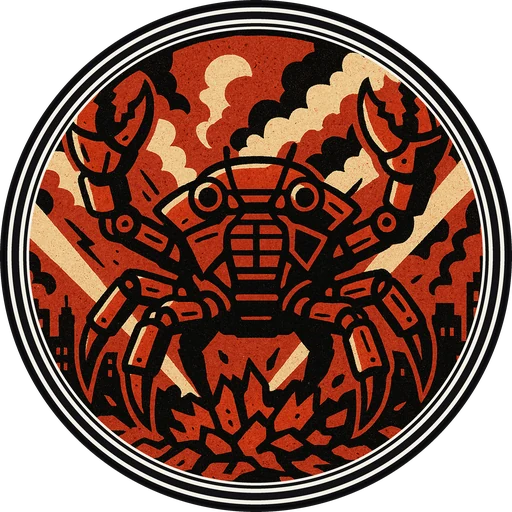 POG #361, Mech Crab, a Matte pog from the Kaiju series