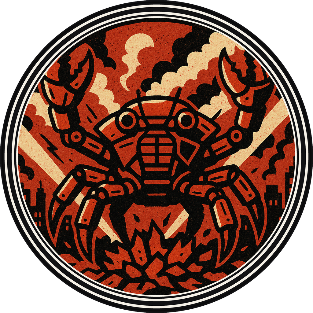 POG #361, Mech Crab, a Matte pog from the Kaiju series