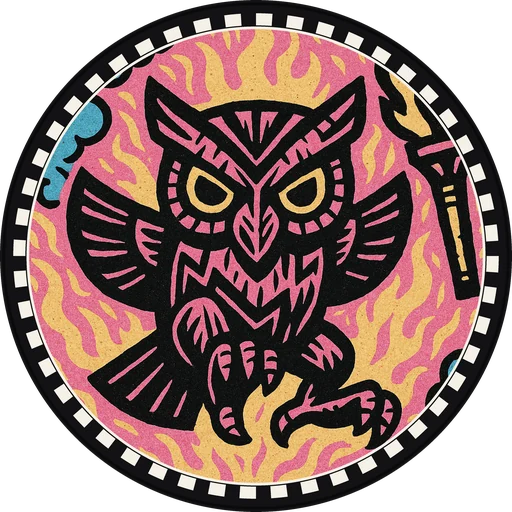 POG #370, Obsidian Owl, a Matte pog from the Tiki series
