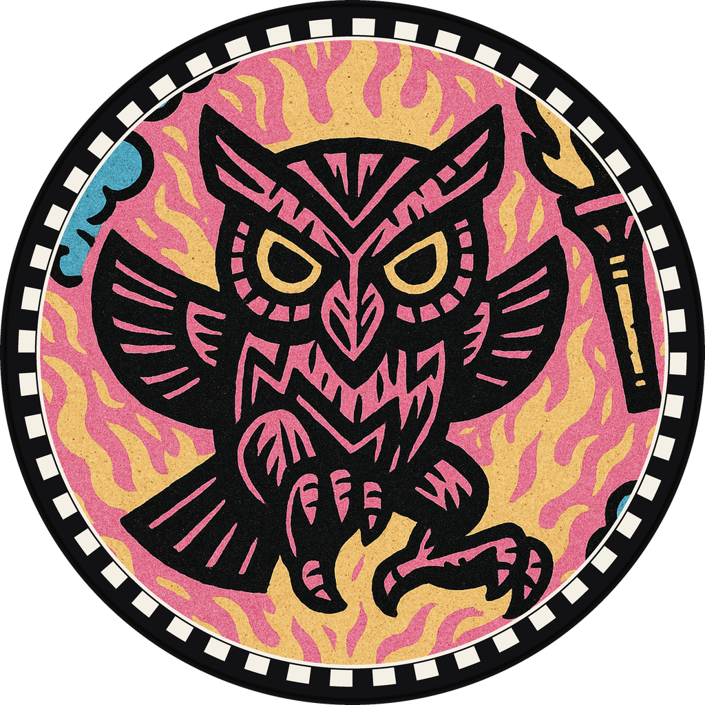 POG #370, Obsidian Owl, a Matte pog from the Tiki series