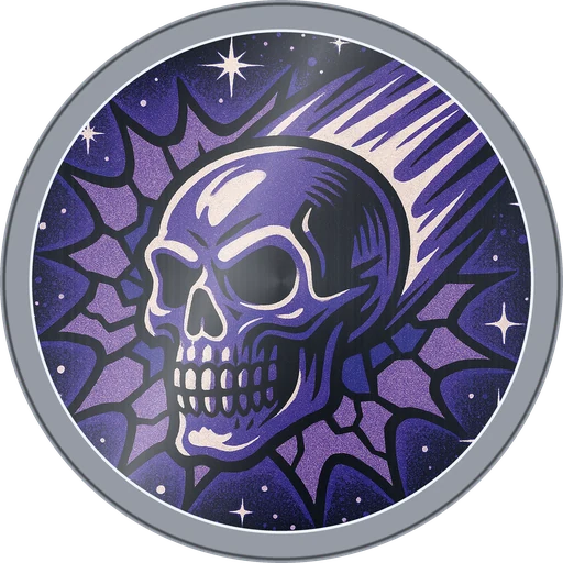 POG #39, Comet Skull, a Foil pog from the Cosmic series