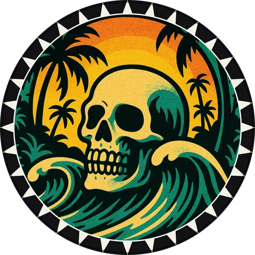 POG #393, Palm Skull, a Matte pog from the Surf series
