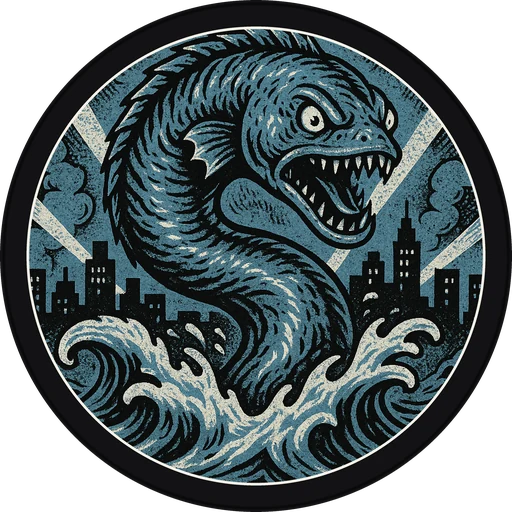 POG #4, Deep Trench Eel, a Matte pog from the Kaiju series