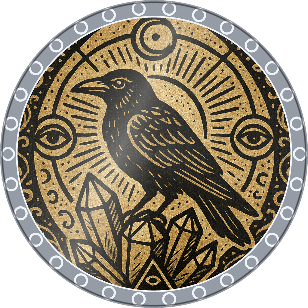 POG #40, Crystal Crow, a Foil pog from the Mystic series