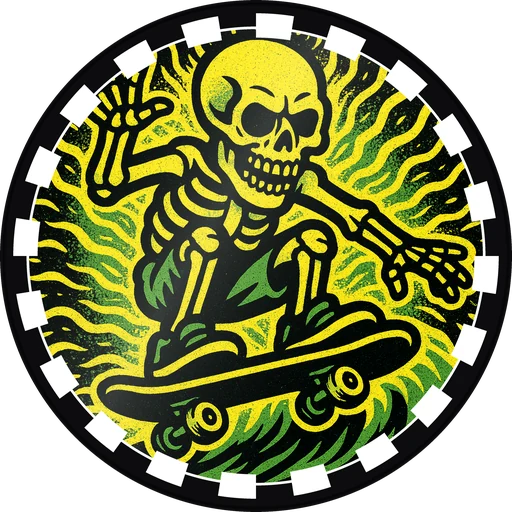 POG #408, Kickflip Bones, a Gloss pog from the Skate series