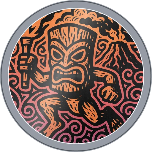 POG #415, Lava Chief, a Foil pog from the Tiki series
