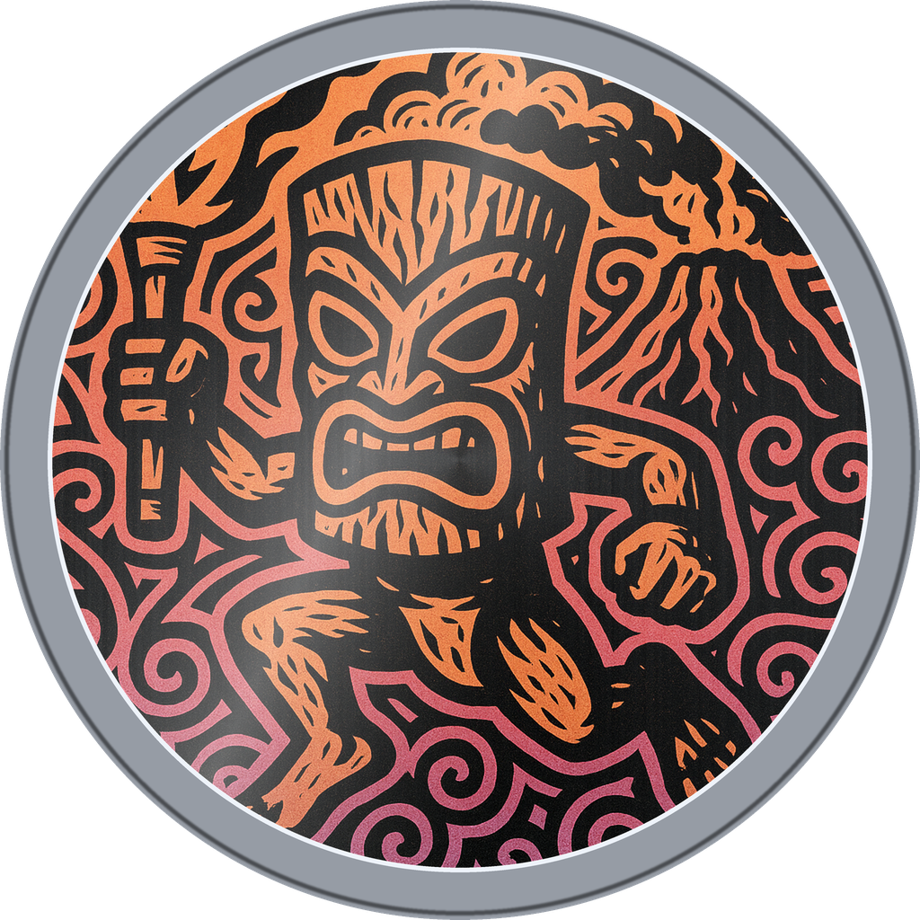 POG #415, Lava Chief, a Foil pog from the Tiki series