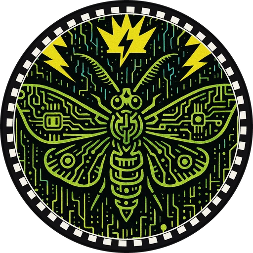 POG #419, Motherboard Moth, a Matte pog from the Cyber series