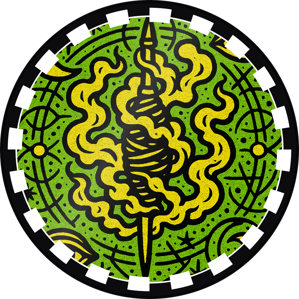 POG #421, Fate Spindle, a Gloss pog from the Mystic series