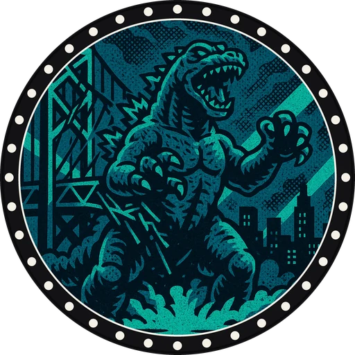 POG #426, Bridge Breaker, a Matte pog from the Kaiju series
