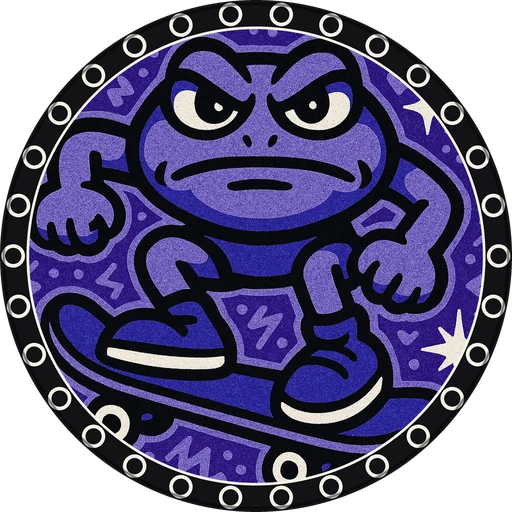 POG #434, Sk8r Frog, a Matte pog from the Critter series