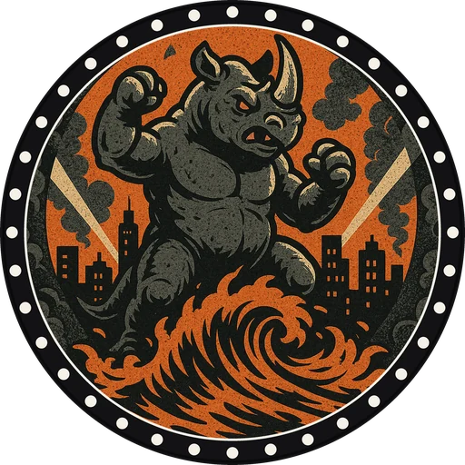 POG #44, Ash Rhino, a Matte pog from the Kaiju series