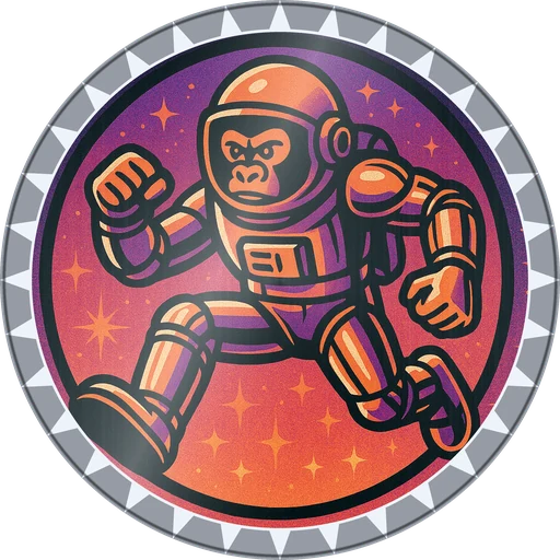 POG #442, Astronaut Ape, a Foil pog from the Cosmic series