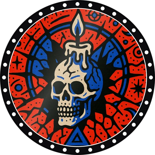 POG #445, Candle Skull, a Gloss pog from the Mystic series