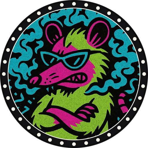 POG #451, Attitude Possum, a Matte pog from the Critter series