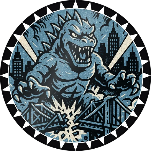 POG #452, Bridge Breaker, a Gloss pog from the Kaiju series