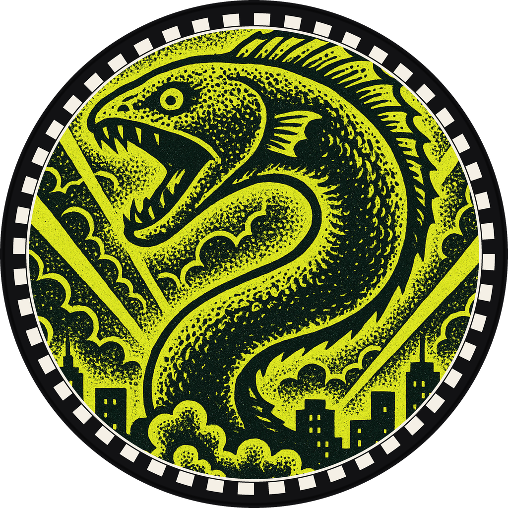 POG #465, Deep Trench Eel, a Matte pog from the Kaiju series