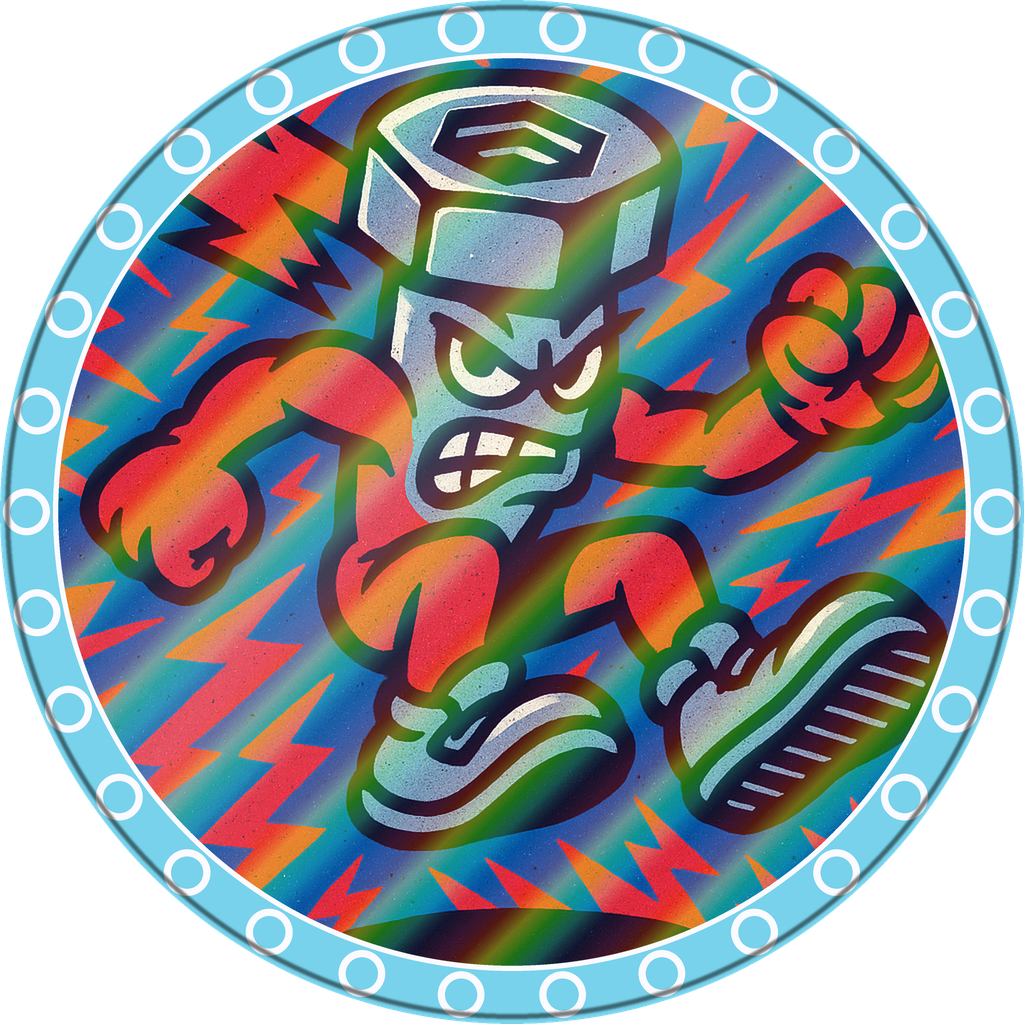 POG #467, Bolt Head, a Holographic pog from the Skate series