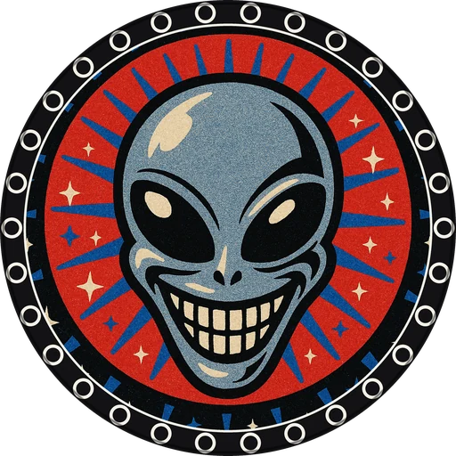 POG #47, Alien Grin, a Matte pog from the Cosmic series