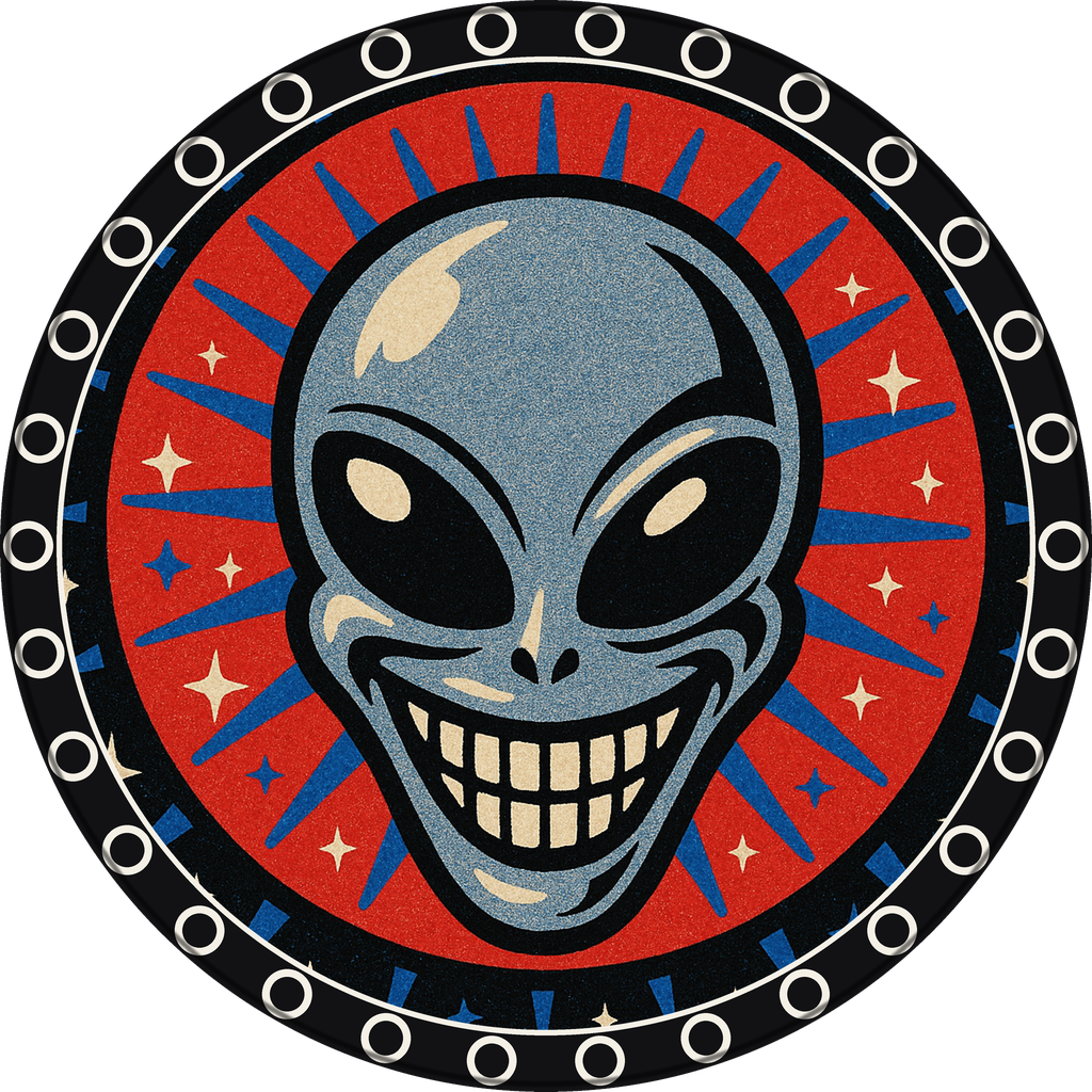POG #47, Alien Grin, a Matte pog from the Cosmic series