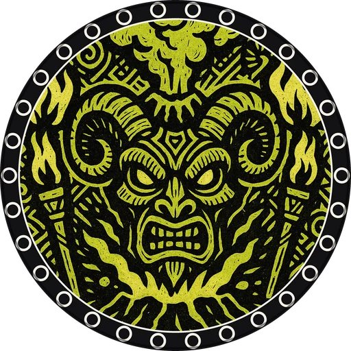 POG #471, Ritual Ram, a Matte pog from the Tiki series