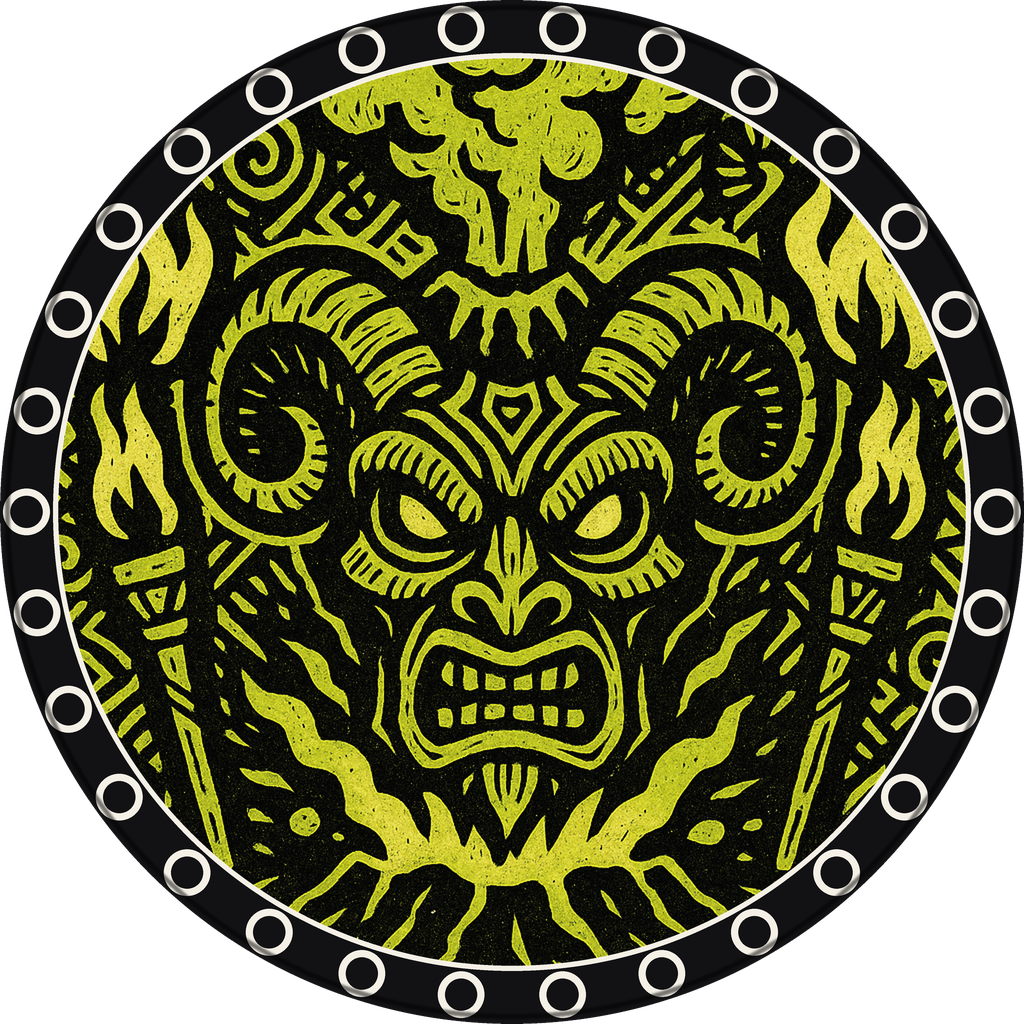 POG #471, Ritual Ram, a Matte pog from the Tiki series