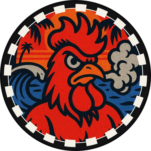 POG #477, Reef Rooster, a Matte pog from the Surf series